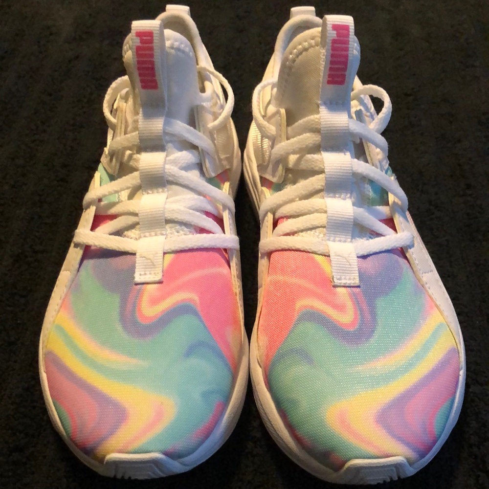 White/Multicolor Puma Sneakers for girls.  Size 3.5 C.